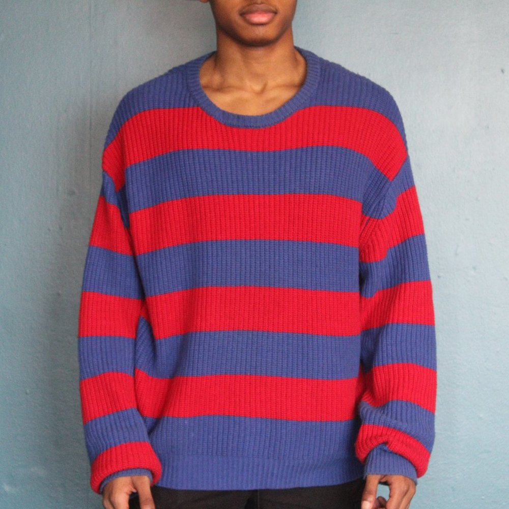 Blue and Red striped sweater